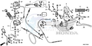 TRX500FAE TRX500FA Europe Direct - (ED) drawing HANDLE LEVER/ SWITCH/ CABLE