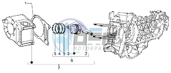 Cylinderpiston-wrist pin assy