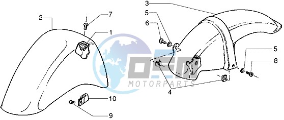 Front and rear mudguard