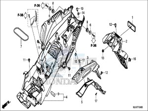 CB500FAH CB500F ED drawing REAR FENDER