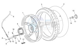 Scarabeo 50 2t (eng. Minarelli) drawing Rear wheel - drum brake