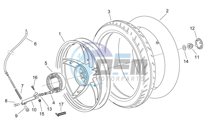 Rear wheel - drum brake