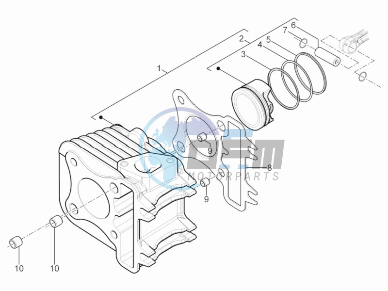 Cylinder-piston-wrist pin unit