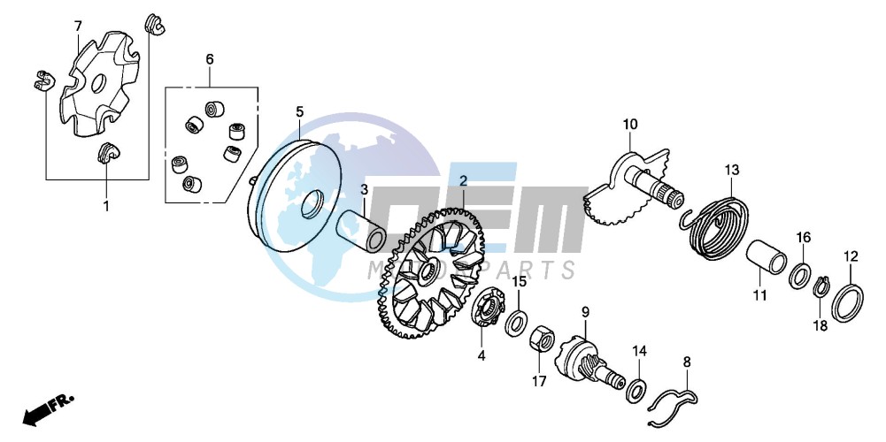 DRIVE FACE/ KICK STARTER SPINDLE