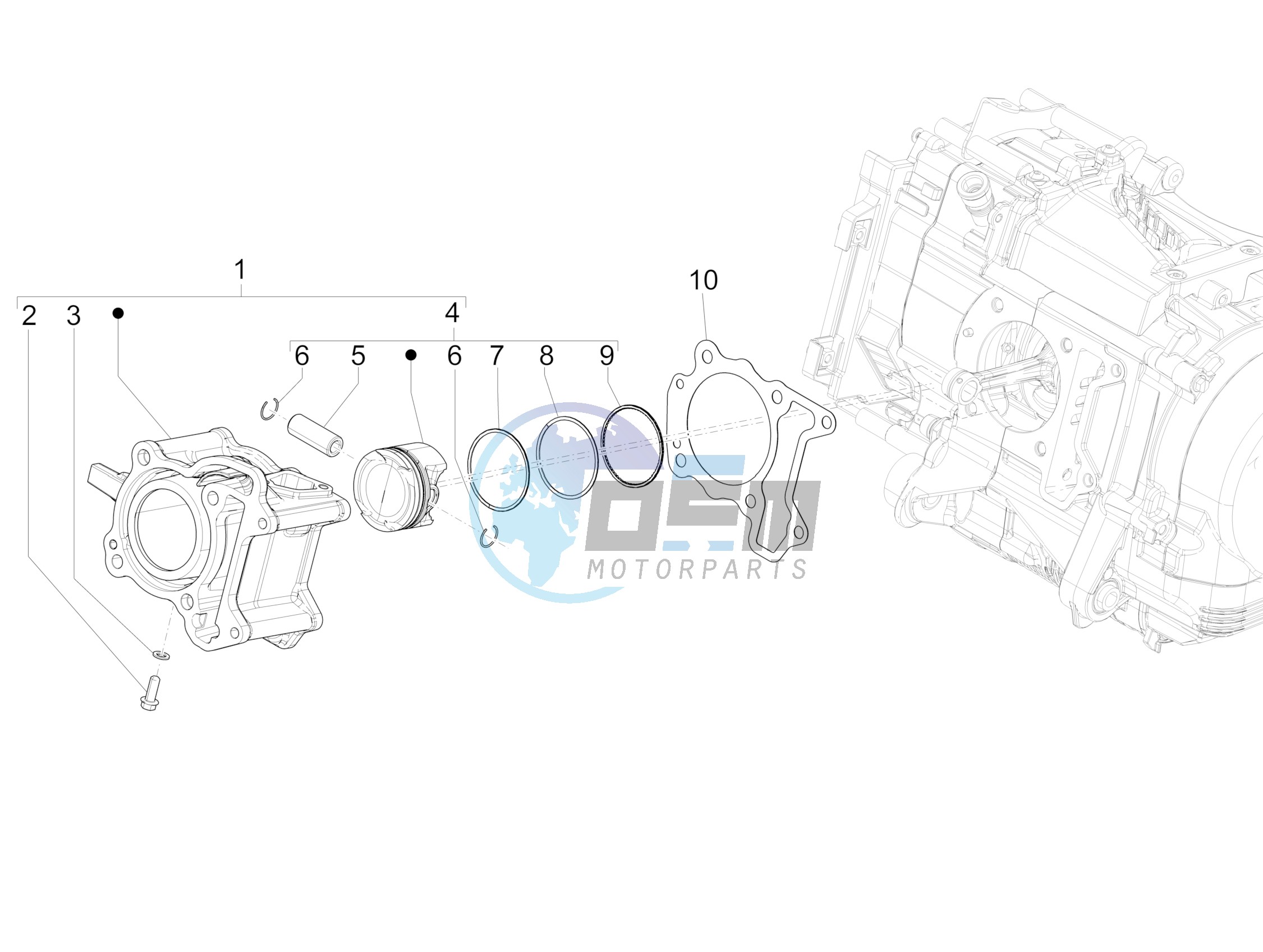 Cylinder-piston-wrist pin unit