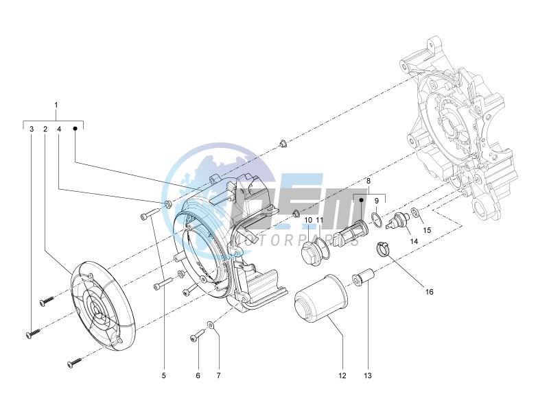 Flywheel magneto cover - Oil filter