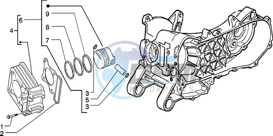 Cylinder-piston-wrist pin assy