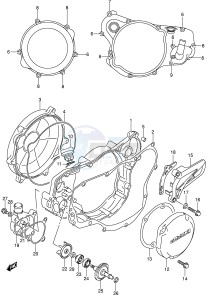 RM250 (E3-E28) drawing CRANKCASE COVER-WATER PUMP (MODEL K3 K4 K5 K6)