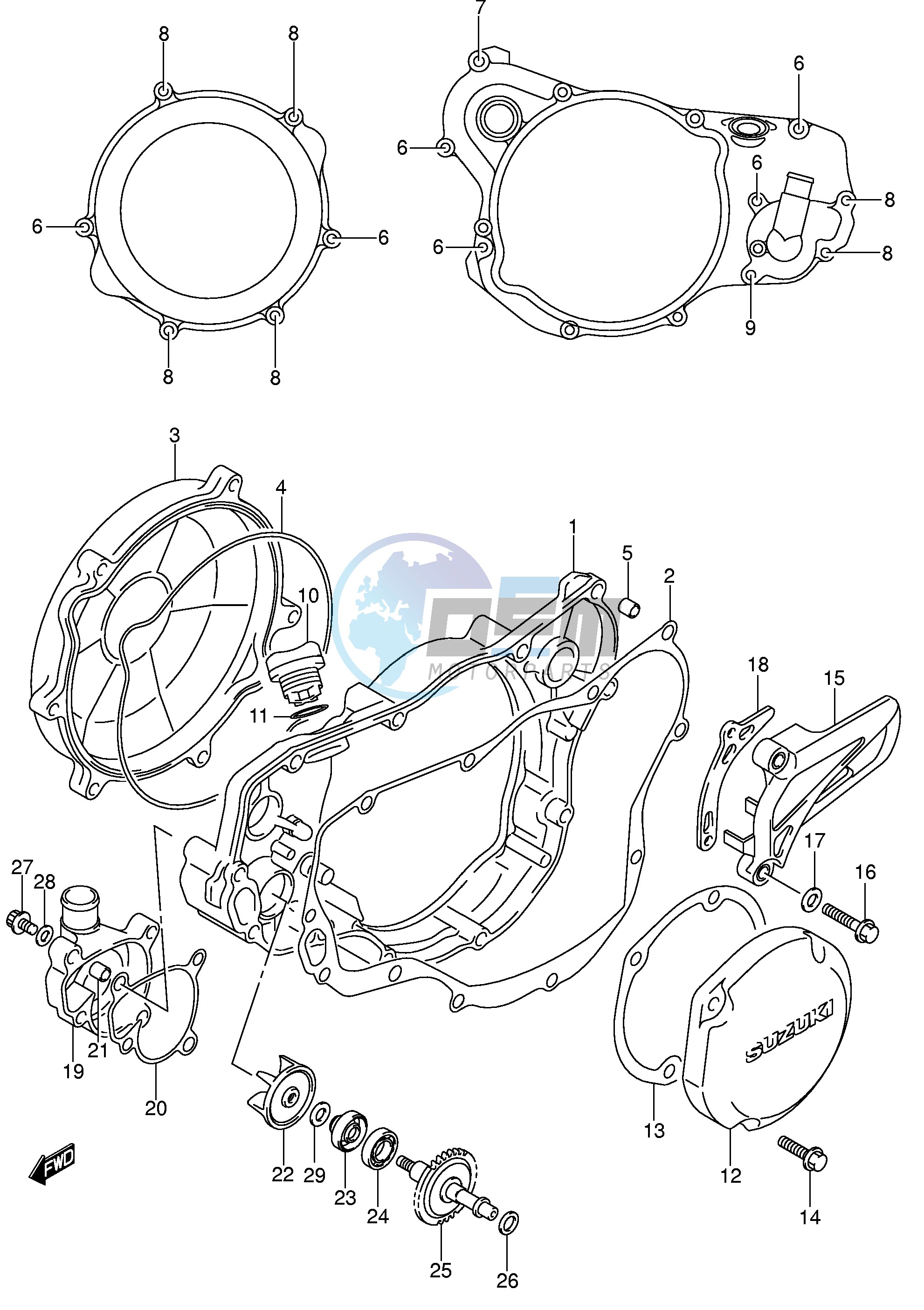 CRANKCASE COVER-WATER PUMP (MODEL K3 K4 K5 K6)