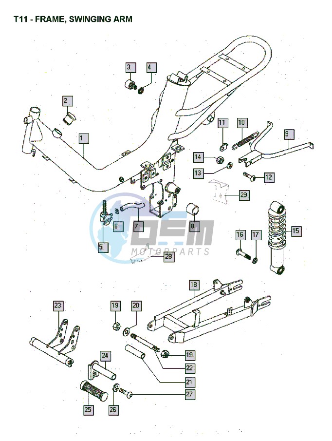 Frame-swinging arm