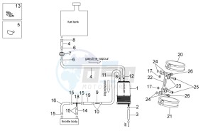 Tuono 1000 v4 R APRC ABS drawing Fuel vapour recover system