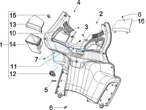 X Evo 125 Euro 3 (UK) drawing Front glove-box - Knee-guard panel