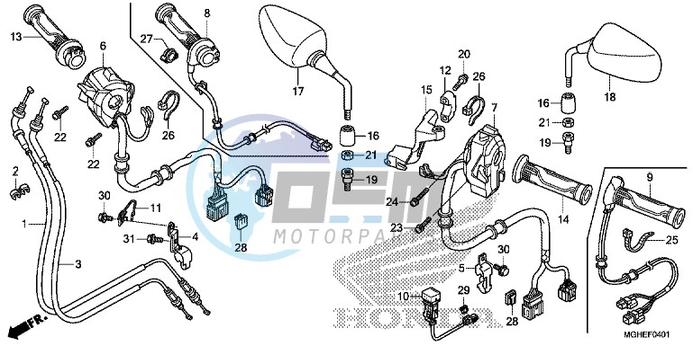 SWITCH/CABLE/MIRROR (VFR1200XD/XDA/XDL/XDS)