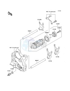 Z750_ABS ZR750M7F GB XX (EU ME A(FRICA) drawing Gear Change Drum/Shift Fork(s)