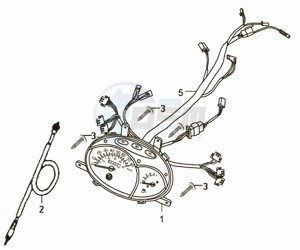 FIDDLE II 50 NEW ENGINE drawing DASHBOARD / SPEEDOMETER CABLE / WIRING HARNASS