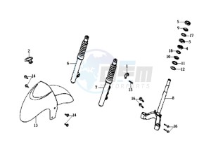 EURO MX 125 DUAL DISK 50 drawing FRONT FENDER / INNER LEG / YOKE