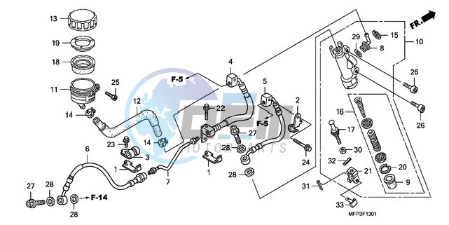 RR. BRAKE MASTER CYLINDER (CB1300A/CB1300SA)