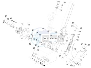 GTS 125 4T E4 ABS (EMEA) EU, GB) drawing Fork/steering tube - Steering bearing unit