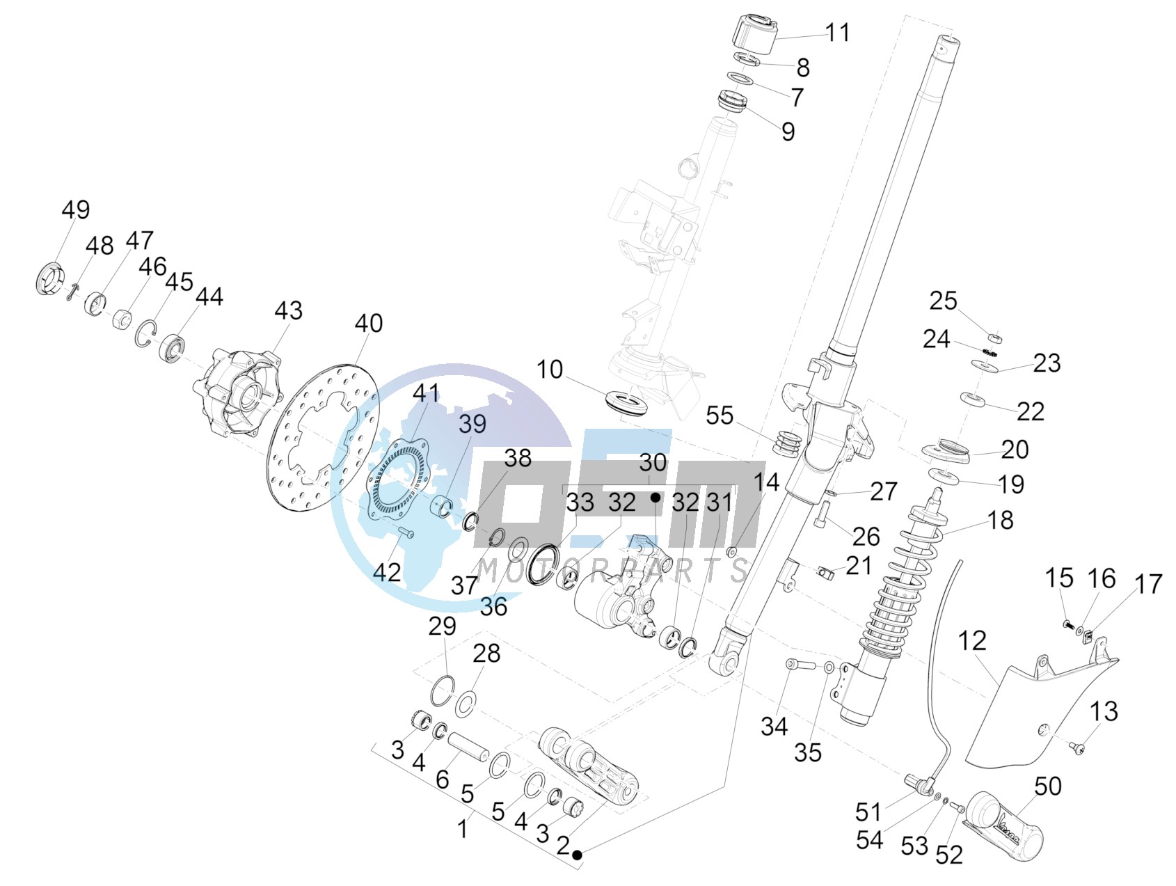 Fork/steering tube - Steering bearing unit