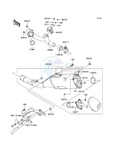 KLX450R KLX450A8F EU drawing Muffler(s)(-JKALX450AAA006445)