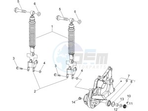 Beverly 500 2005-2006 drawing Rear suspension - Shock absorbers