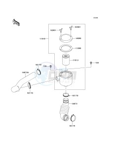 KAF 400 A [MULE 610 4X4] (A6F-AF) AAF drawing AIR CLEANER-BELT CONVERTER