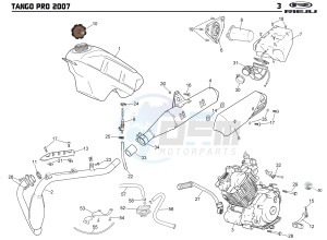 TANGO 125 PRO drawing EXHAUST,RADIATOR,TANK, AIRFILTER