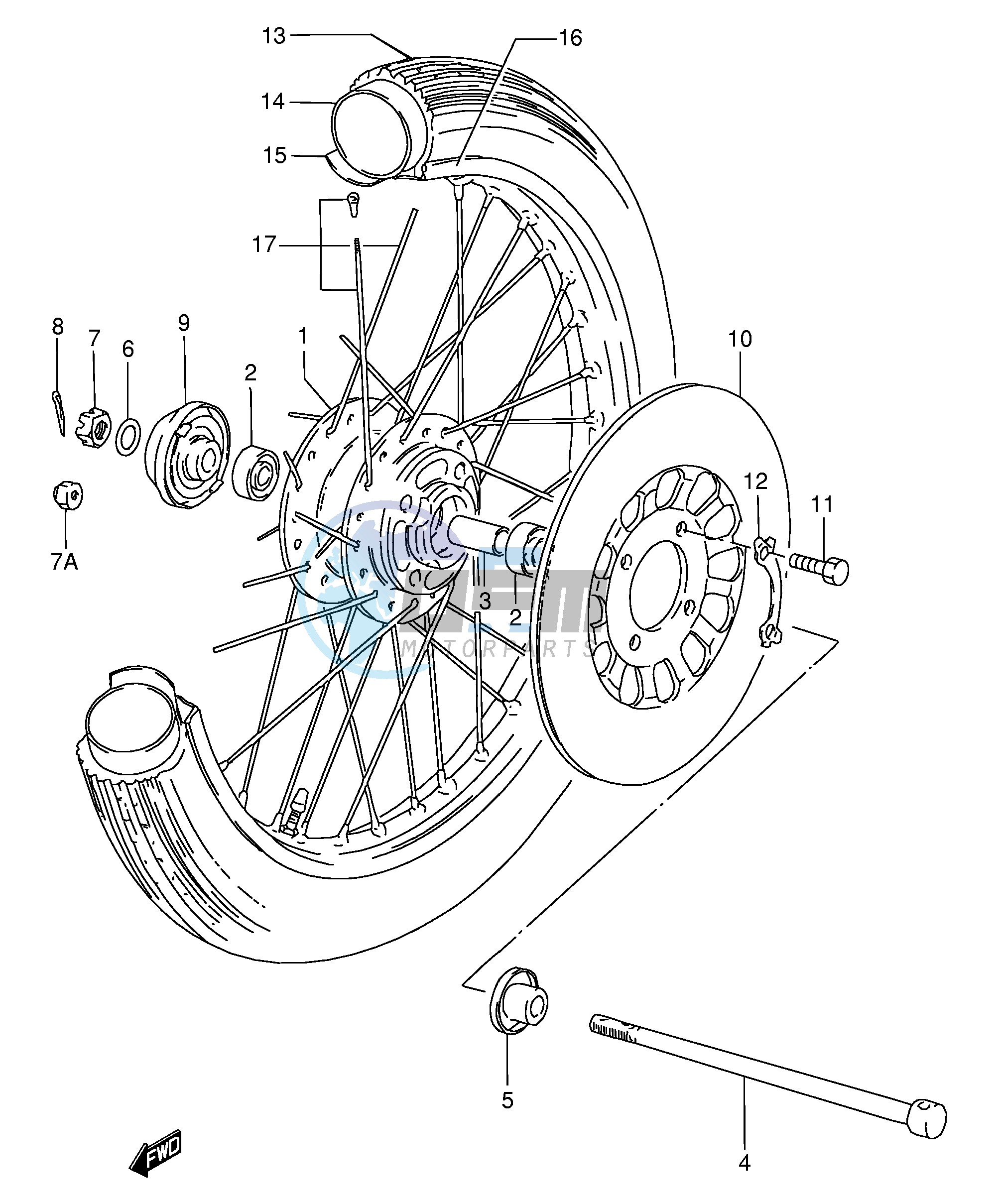 FRONT WHEEL (GN125Z D K M R)