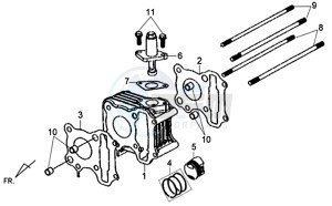 X'PRO 50 (45 KMH) (AE05W4-FR) (L4-M1) (M1 - 2021) drawing CYLINDER / CYLINDER HEAD GASKET / BASE GASKET