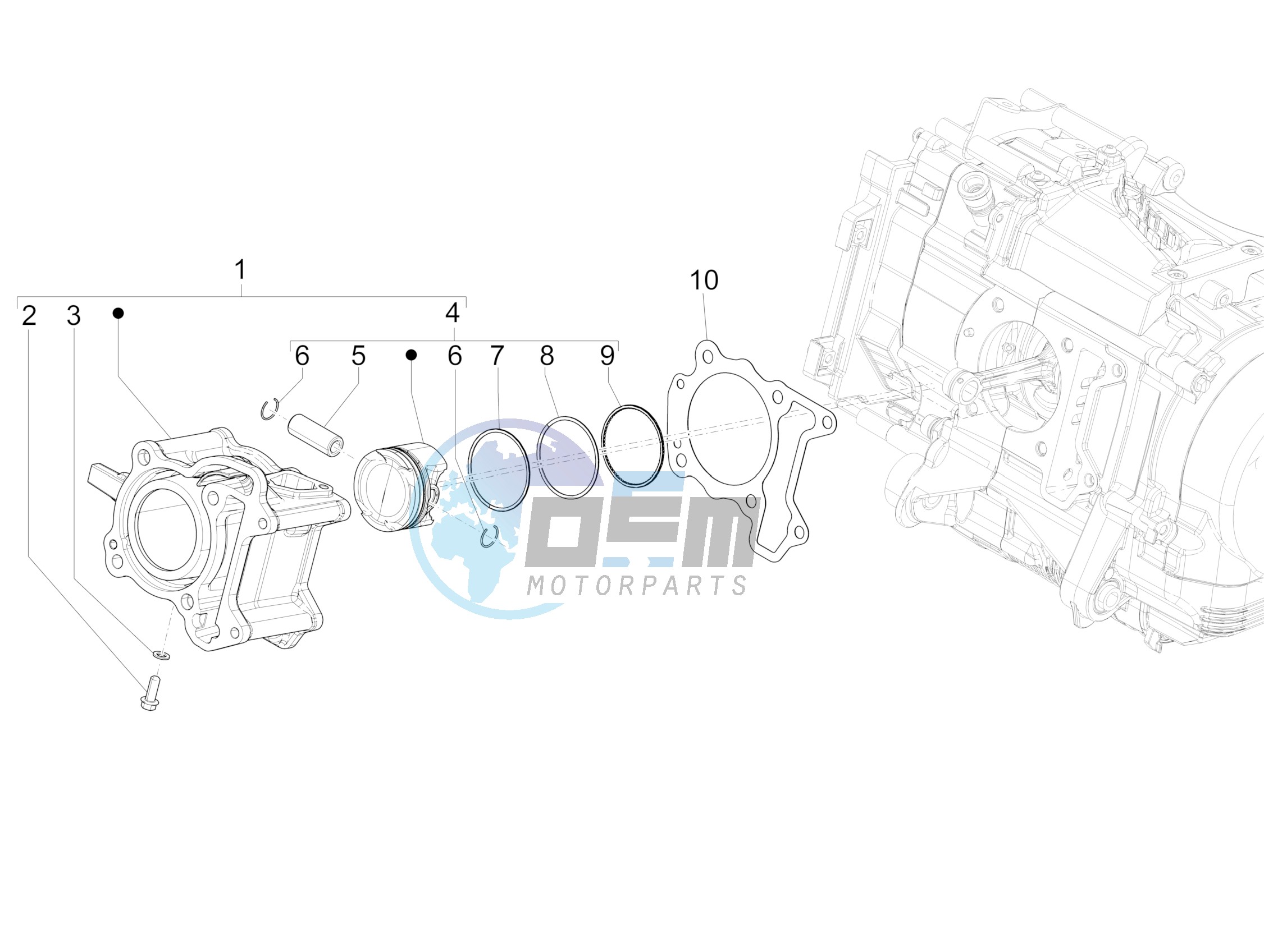 Cylinder-piston-wrist pin unit