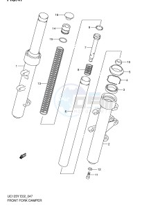 UC125 (E2) drawing FRONT FORK DAMPER