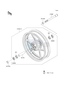 ER 650 A [ER-6N (EUROPEAN] (A6S-A8F) A8F drawing FRONT HUB