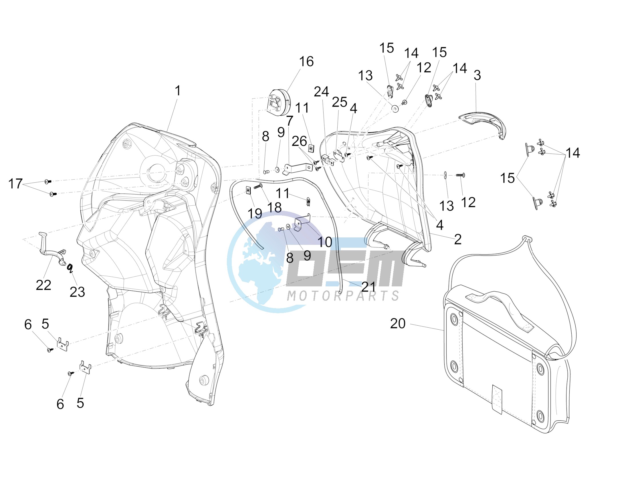 Front glove-box - Knee-guard panel