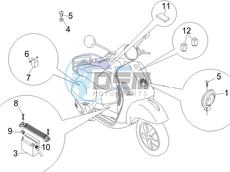 Control switches - Battery - Horn