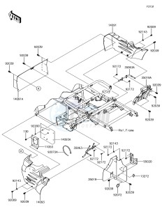 MULE SX 4x4 KAF400HHF EU drawing Frame Fittings(Rear)