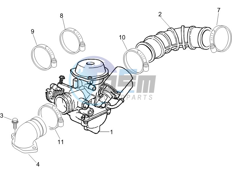 Carburettor  assembly - Union pipe