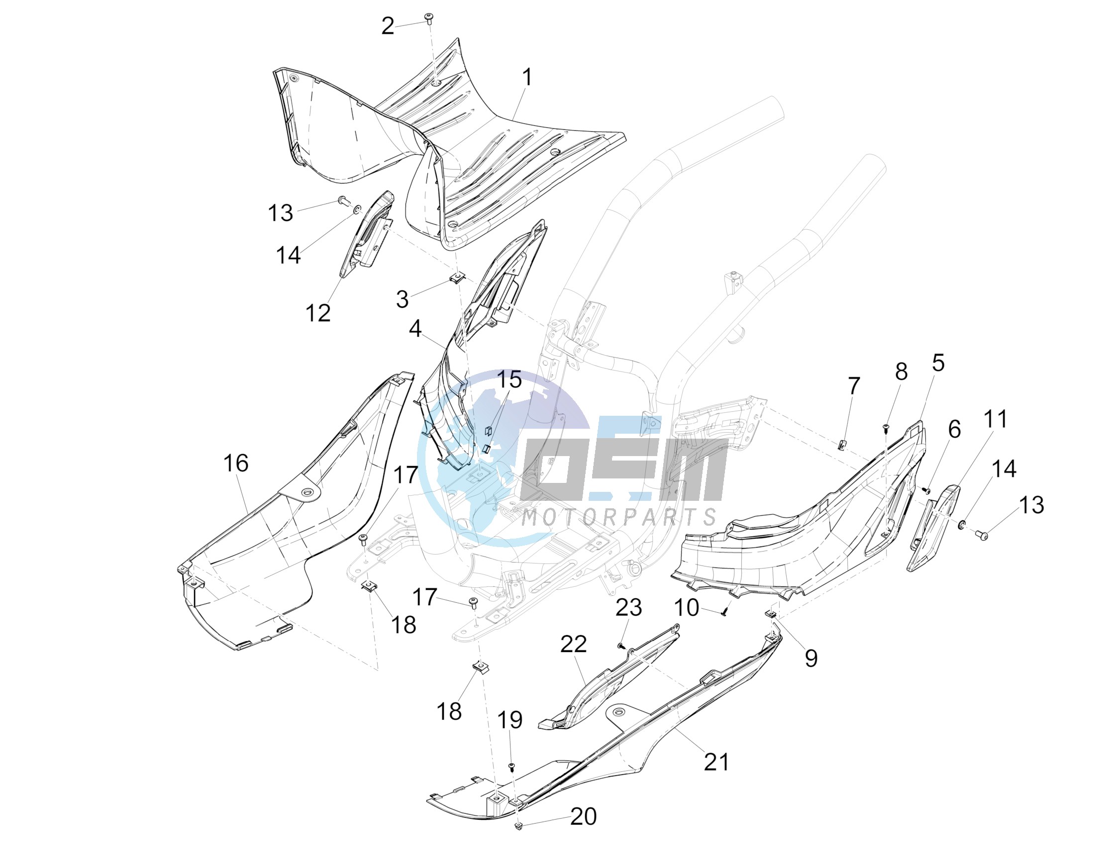 Central cover - Footrests