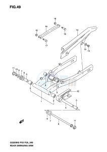 GS500 (P3) drawing REAR SWINGING ARM (MODEL K3)