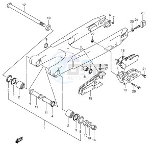 RM125 (E3-E28) drawing REAR SWINGING ARM (MODEL K4)