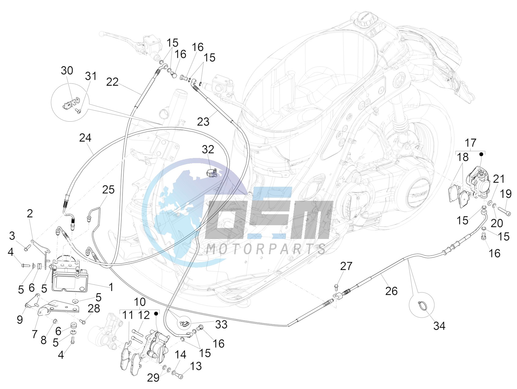 Brakes pipes - Calipers (ABS)