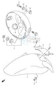 GSF600 (E2) Bandit drawing FRONT FENDER (GSF600S US T UT V UV W UW X UX)