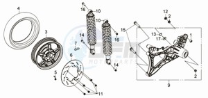 CITYCOM 125 drawing REAR WHEEL / REAR SUSPENSION