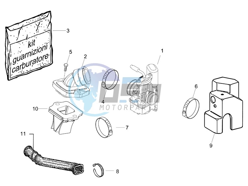 Carburettor assembly - Union pipe