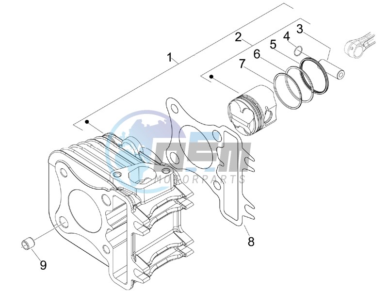 Cylinder - piston - wrist pin unit