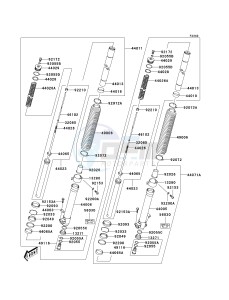 KLX 400 A [KLX400SR KLX400R] (A1-A2 A2 CAN ONLY) [KLX400SR KLX400R] drawing FRONT FORK