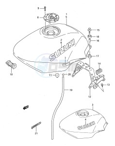 GSX750F (E28) drawing FUEL TANK (MODEL P R S T)