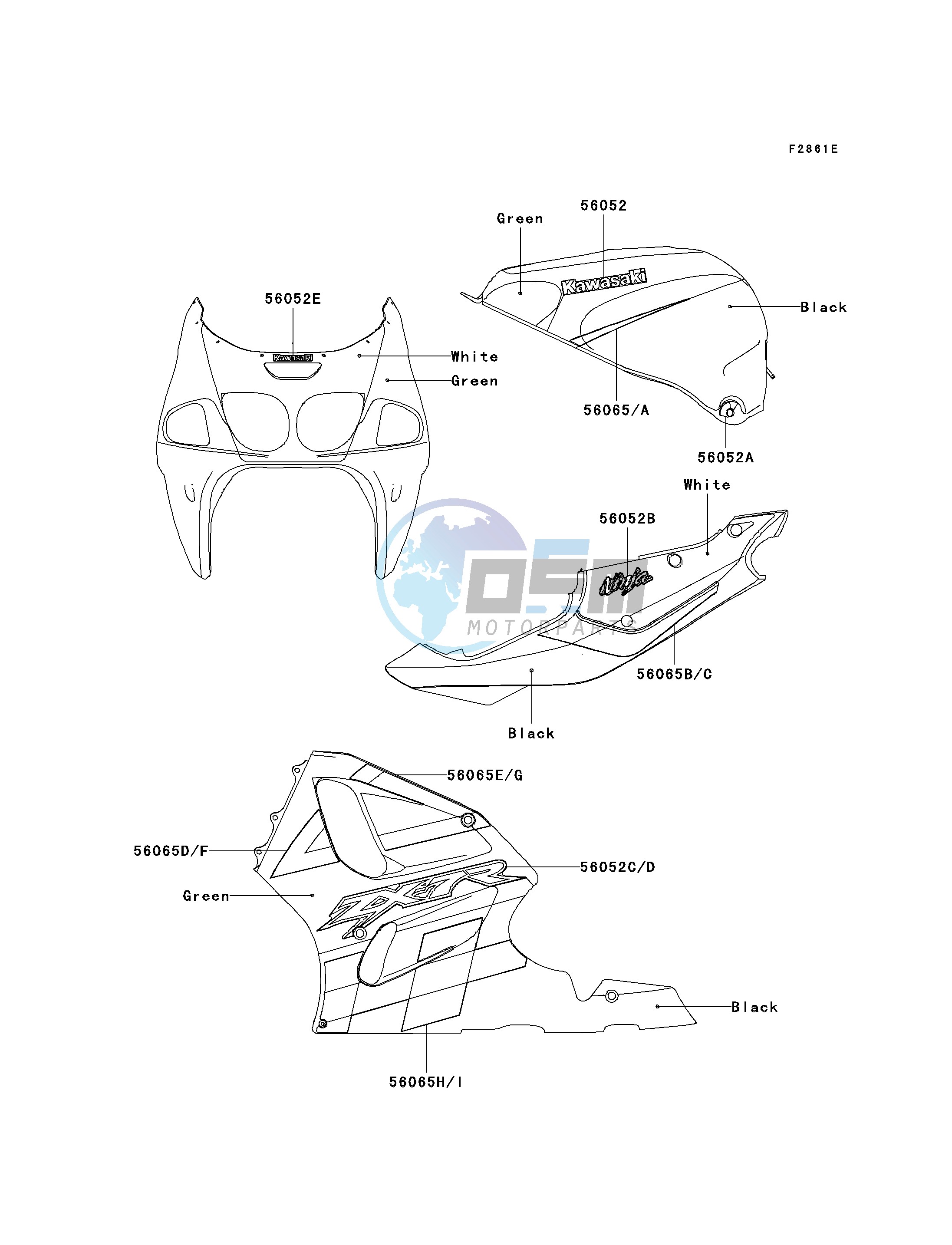 DECALS-- GREEN_BLACK- --- ZX750-P7- -