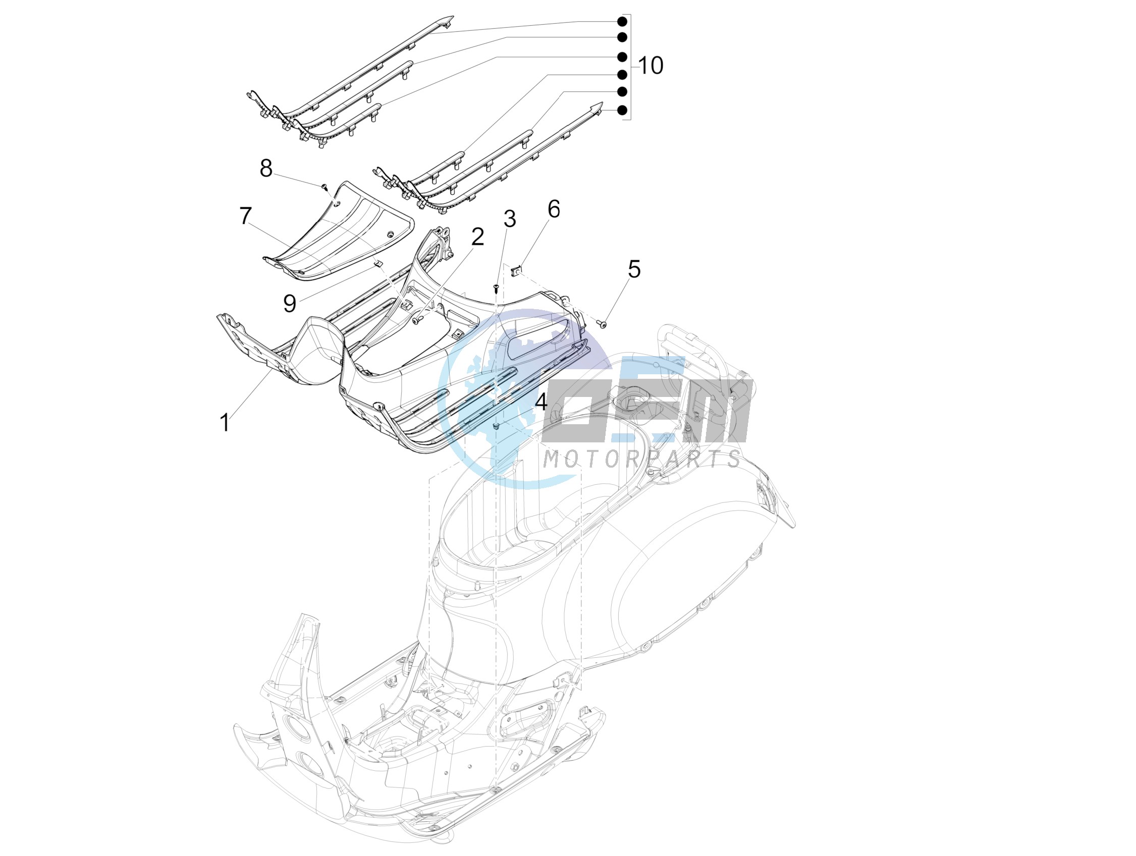 Central cover - Footrests