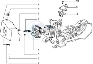 Typhoon 50 X drawing Cylinder head - Cooling hood - Inlet and induction pipe