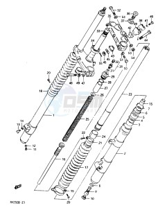 RM250 (Z-D) drawing FRONT FORK MODEL D